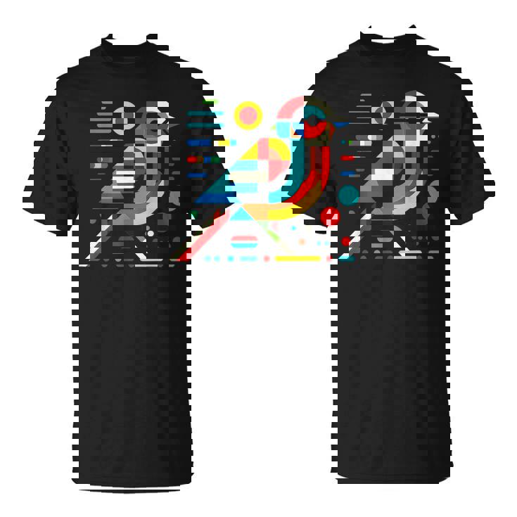 幾何学的 ミニマリズム モダン イラスト スズメ 鳥 アート Tシャツ