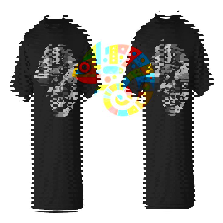 幾何学的ミニマリズム イラスト カメレオン 爬虫類 Tシャツ