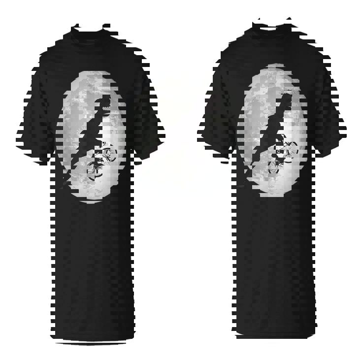 恐竜 ダイナソー 面白いtシャツ ティラノサウルス 月と自転車 サイクリング アート メンズ 子供 おもしろ 服 ネタ Tシャツ