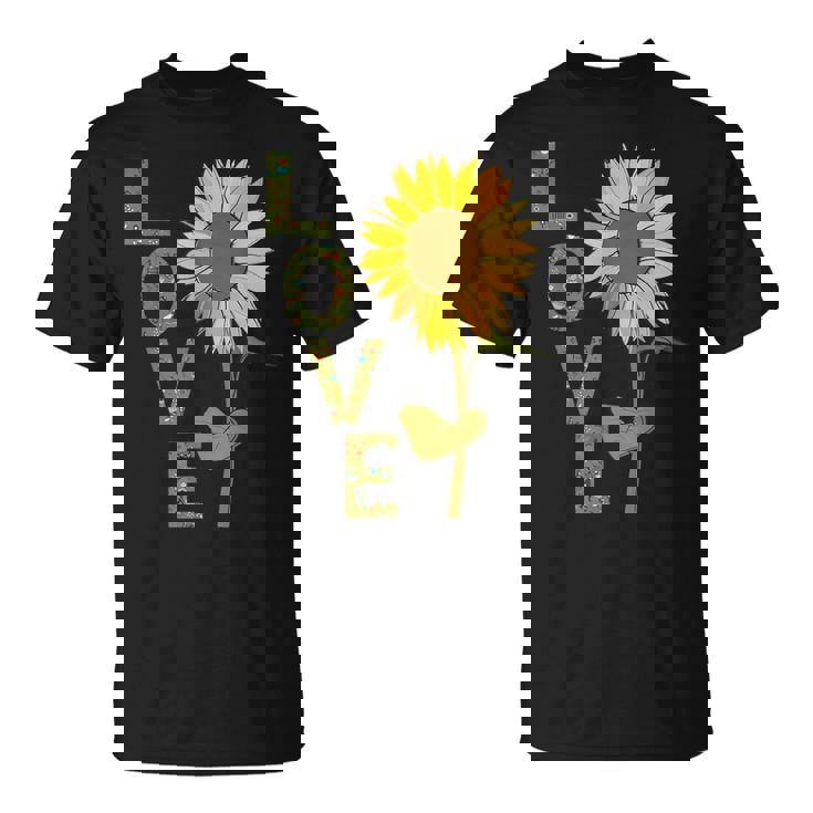 愛の大きなひまわりを作る庭師 Tシャツ