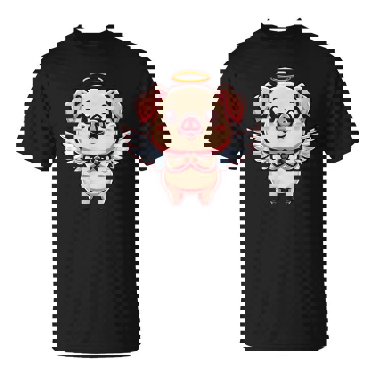 愛らしい天使の豚の漫画とハロー。 Tシャツ