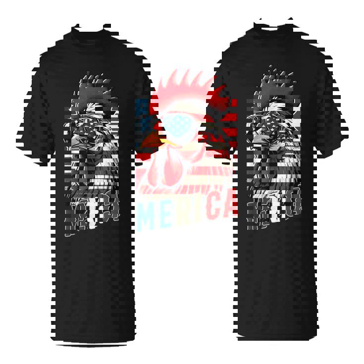 愛国心が強いチキンメリカ アメリカ国旗 鶏好き 7月4日 Tシャツ