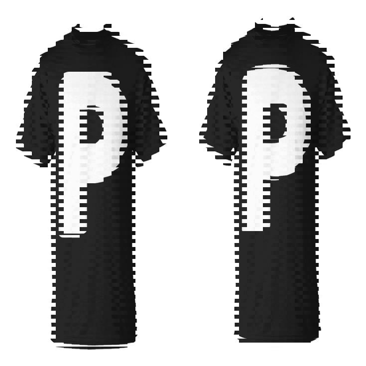 文字p 大文字 アルファベット モノグラム イニシャル Tシャツ