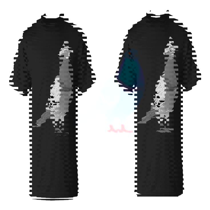 新聞帽子をかぶった鳩 Tシャツ