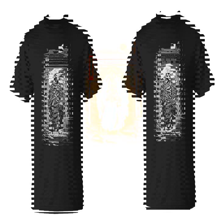 日本 妖怪 骨格 幽霊 美的 江戸 芸術 浮世絵風 Tシャツ