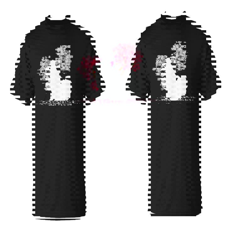 日本のかわいいさくら 桜 ジャパニーズスピッツ犬 Tシャツ