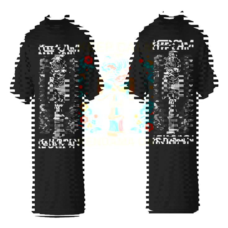 日本のけん玉 花柄 グレートウェーブ けん玉 Tシャツ