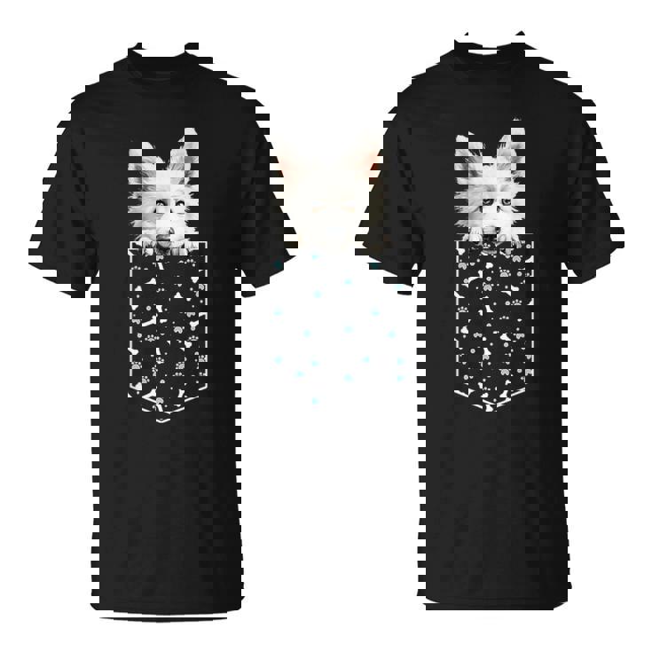 日本のスピッツ犬ポケット犬顔ペット愛好家 Tシャツ