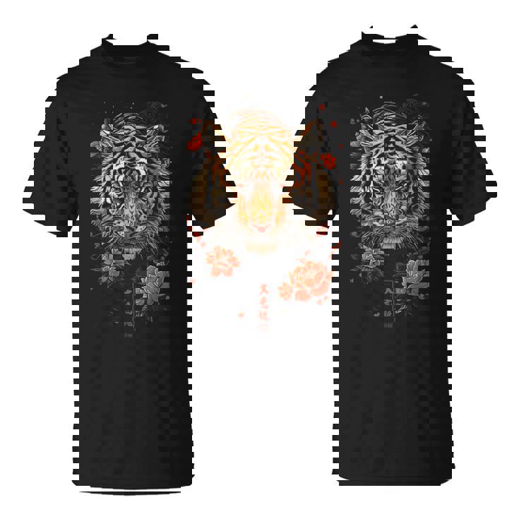 日本のタイガーフェイス 面白いグラフィックtシャツ Tシャツ