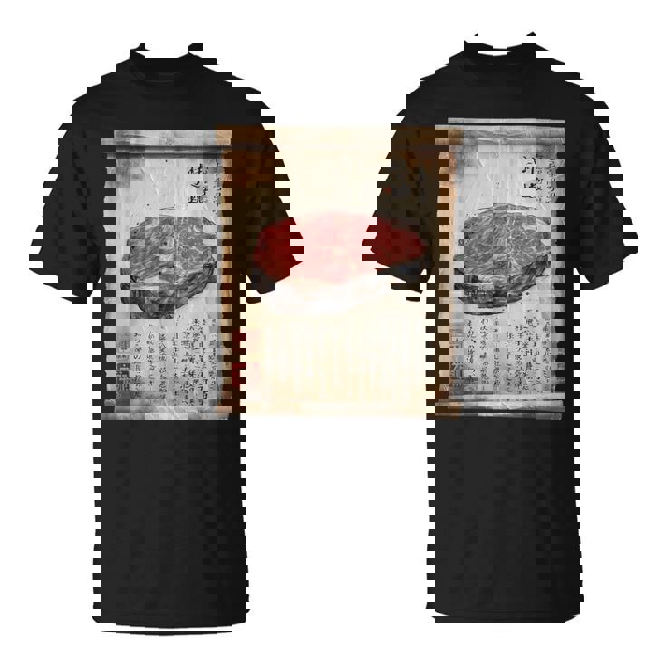 日本の伝統食品 肉 パピルス スクロールアート 和牛 Tシャツ