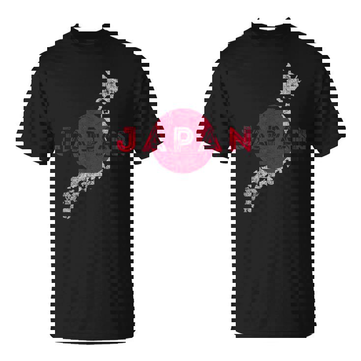 日本の地図と旗 日本のお土産 Tシャツ