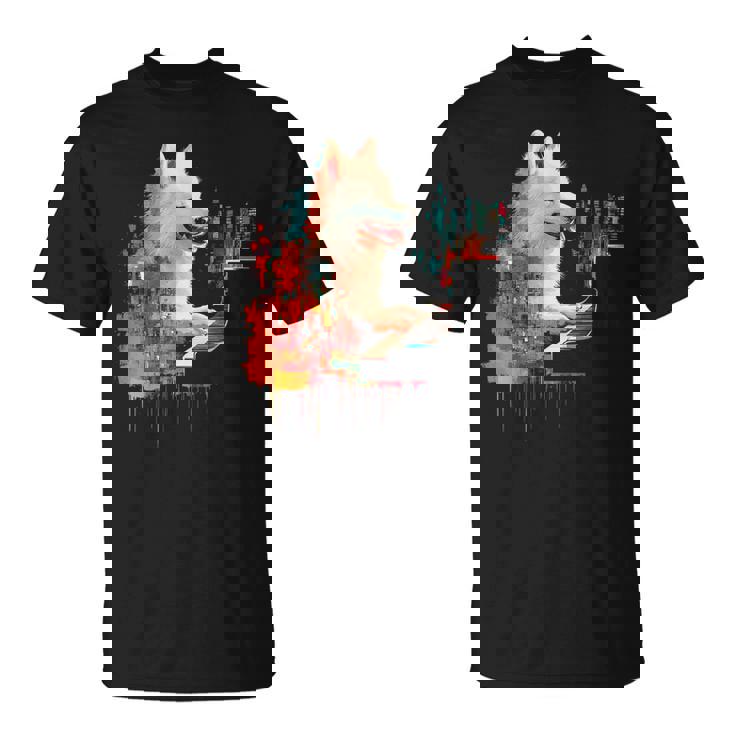 日本スピッツ 犬 モチーフ ペット 幾何学 日本スピッツ Tシャツ