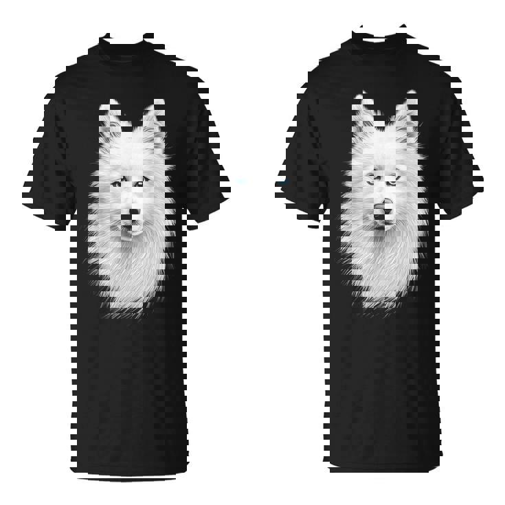 日本スピッツ 犬 モチーフ ペットアート 青い目 日本スピッツ Tシャツ