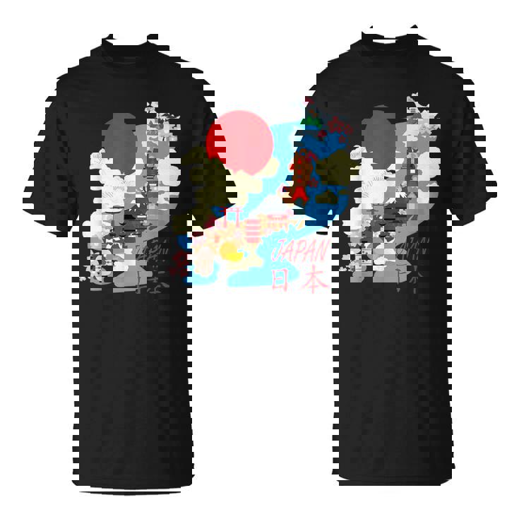 日本地図日本 涼しいのお土産 Tシャツ