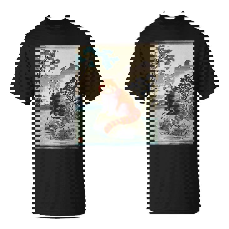 日本美術 レッサーパンダ 京斎 ヴィンテージ 日本 作品 Tシャツ