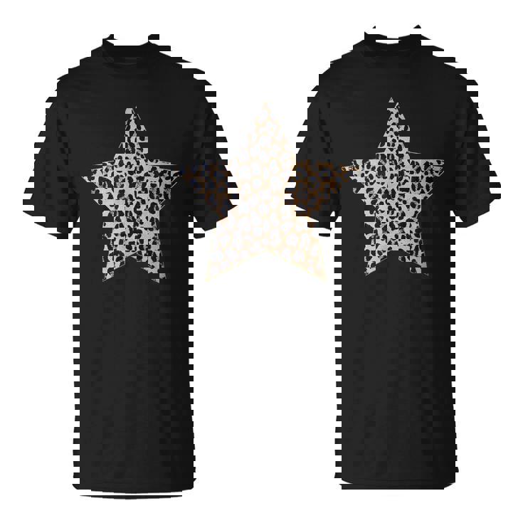 星型 かわいいチーターヒョウ柄グラフィック。 Tシャツ