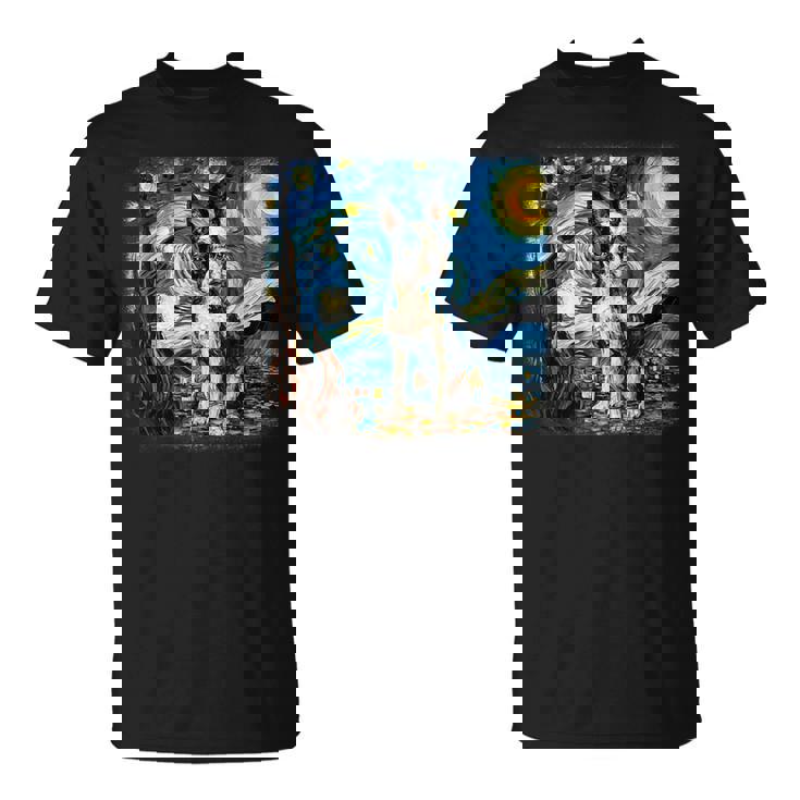 星月夜のヴァンゴッホ ボストンテリア Tシャツ