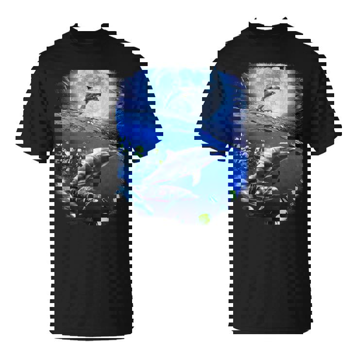 月 イルカ 宇宙 イルカ Tシャツ