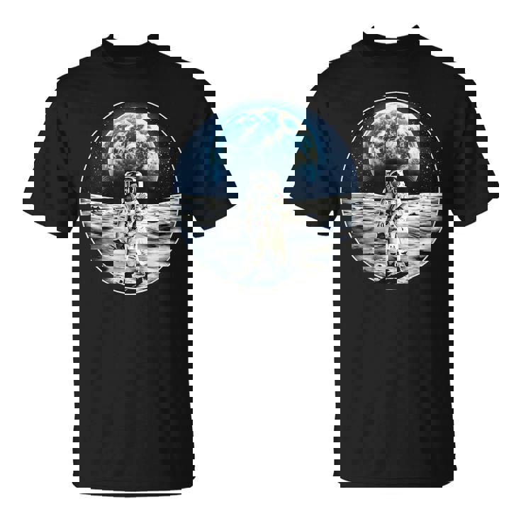月面着陸 地球 グラフィック Tシャツ