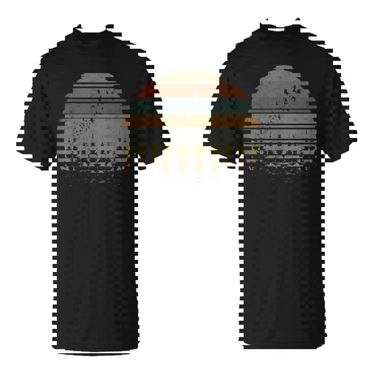 木 屋外 自然 鳥 レトロ 森 Tシャツ