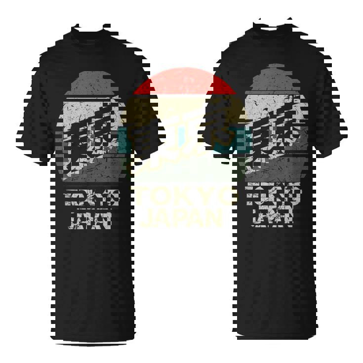 東京ジャパン 漢字 円形 レトロ サンセット Tシャツ