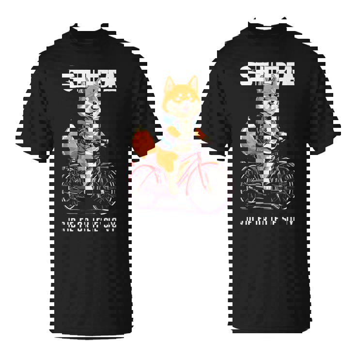 柴犬 いぬ イラスト 柴犬好き 犬好き 自転車 かわいい おもしろ レトロ Ride For Life's Joy Tシャツ