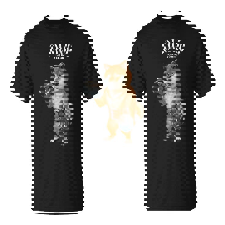 柴犬 筋トレ ダンベル付き フィットネスジム Tシャツ