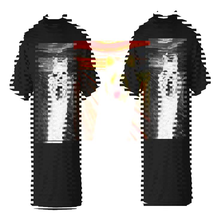 柴犬 面白いtシャツ 犬 ムンクの叫び かわいい メンズ 子供 おもしろ 服 グッズ ネタ わんこ イヌ Tシャツ