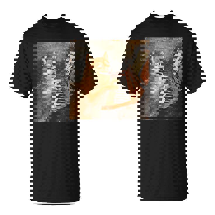 柴犬ピアノ犬 Tシャツ