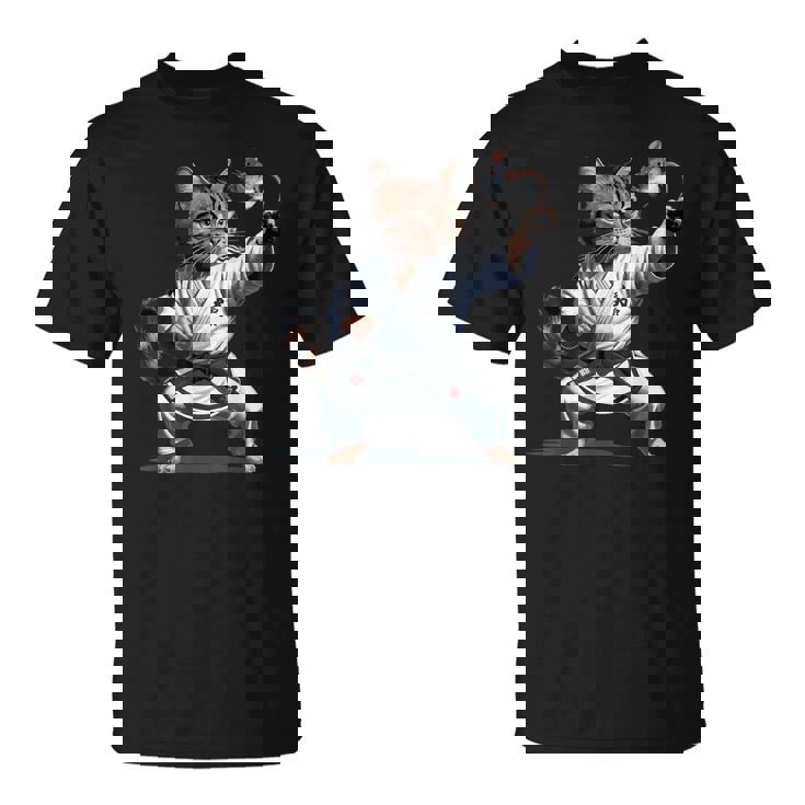 格闘技 猫 空手 黒帯 おもしろ戦闘機 Tシャツ