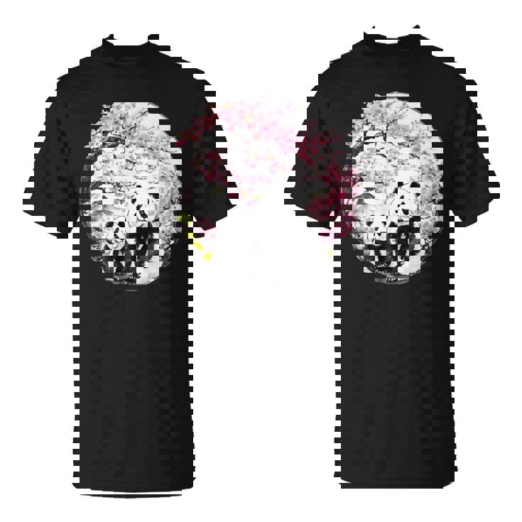桜 パンダ お花見 親子 春 水墨画 和風 動物 Tシャツ