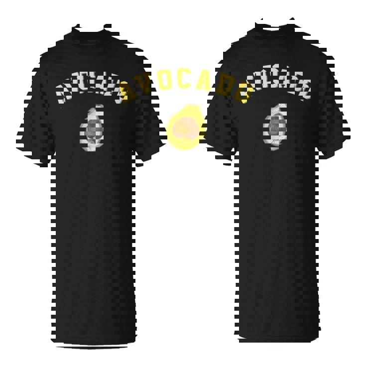 楽しいアボカドの面白いカレッジチームロゴ 英語の言葉 Tシャツ