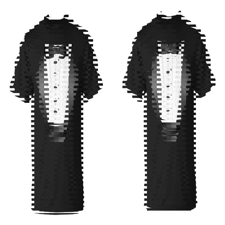 楽しいブラックタイ イベント チーム 新郎 フェイク タキシード Tシャツ