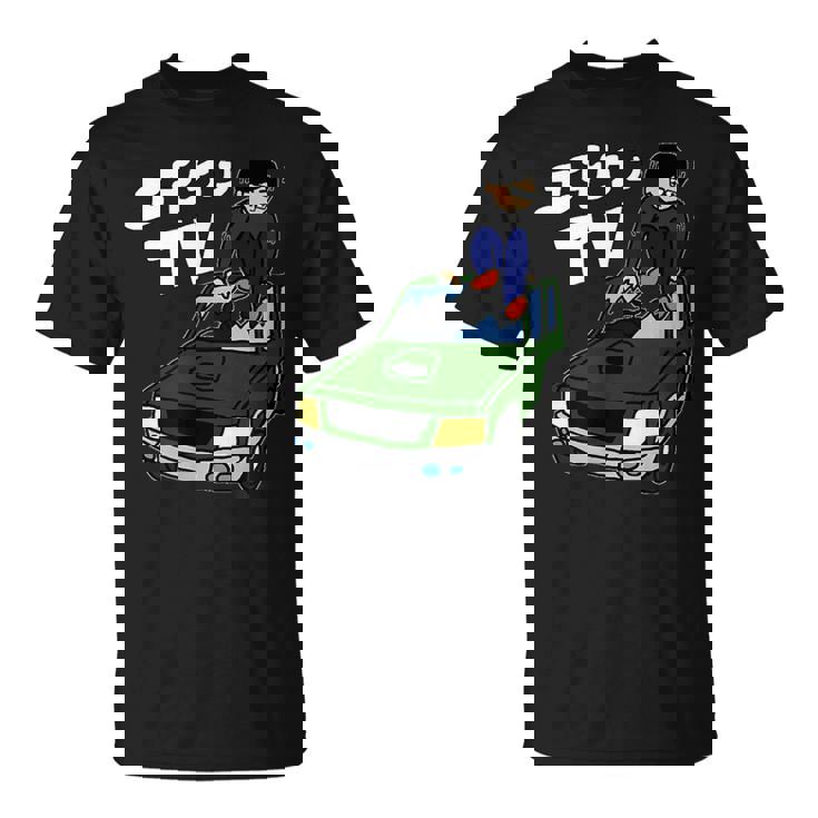 横転した車の屋根を板金するようす Tシャツ