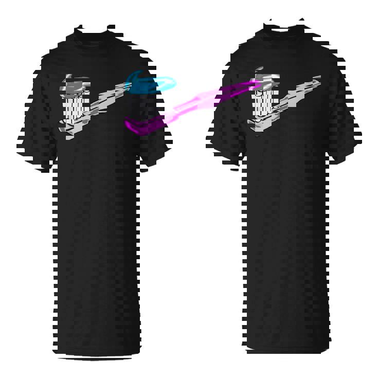 歯磨き粉付きピンク歯ブラシ Tシャツ