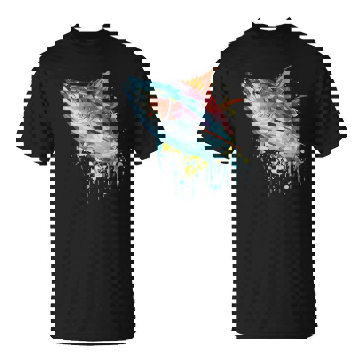 水彩 マグロ 魚 カラフル 海釣り 釣り Tシャツ