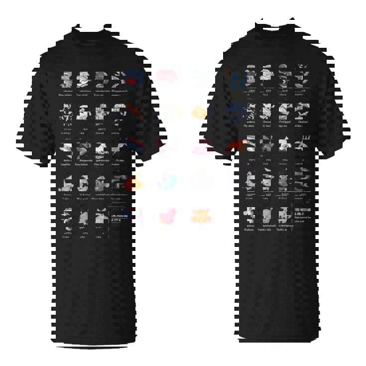 深海魚図鑑_文字白 長袖tシャツ Tシャツ