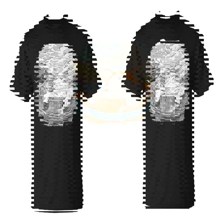 温泉 風呂 子猫 ペット好き 日本画 かわいい 猫 Tシャツ