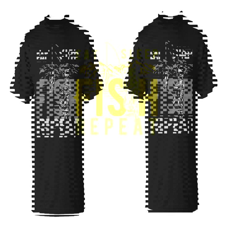 漁師のために睡眠魚を繰り返し面白い引用を食べる Tシャツ