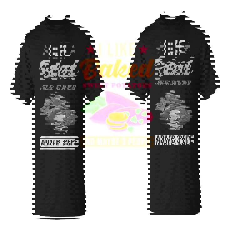 焼き芋が好きで、3人で面白いじゃがいも Tシャツ