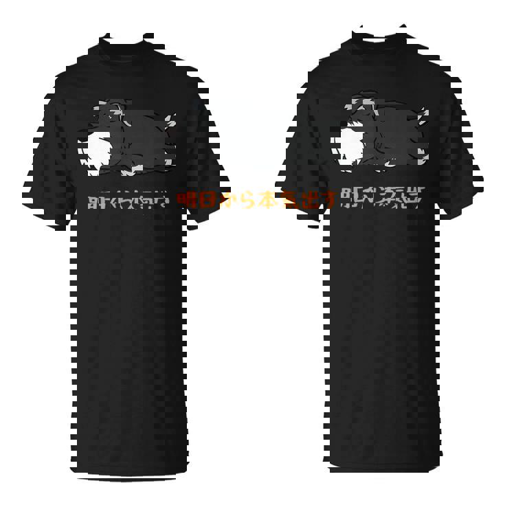 犬 おもしろ 明日から本気出すから 可愛い シュナウザー ミニチュアシュナウザー Tシャツ