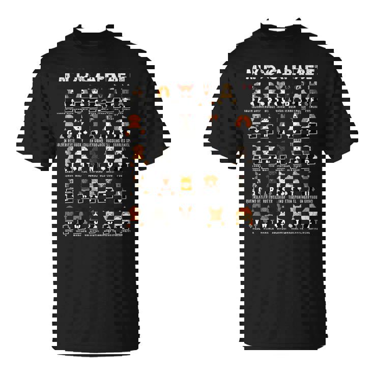 犬の種類 アルファベットa-Z Abc 犬の識別 Tシャツ