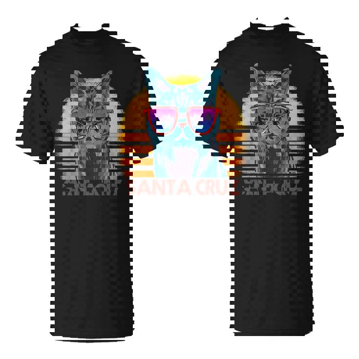 猫 ねこねこ サンタクルーズ カリフォルニア州 レトロ Tシャツ