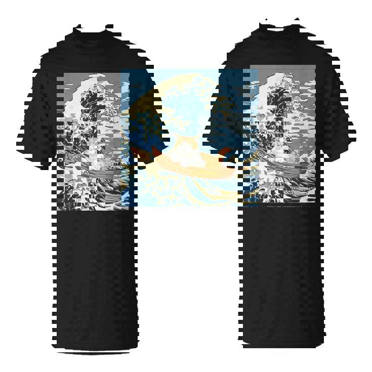 猫 葛飾北斎 神奈川沖浪裏 ネタ 冗談 ギャグ かわいい Tシャツ