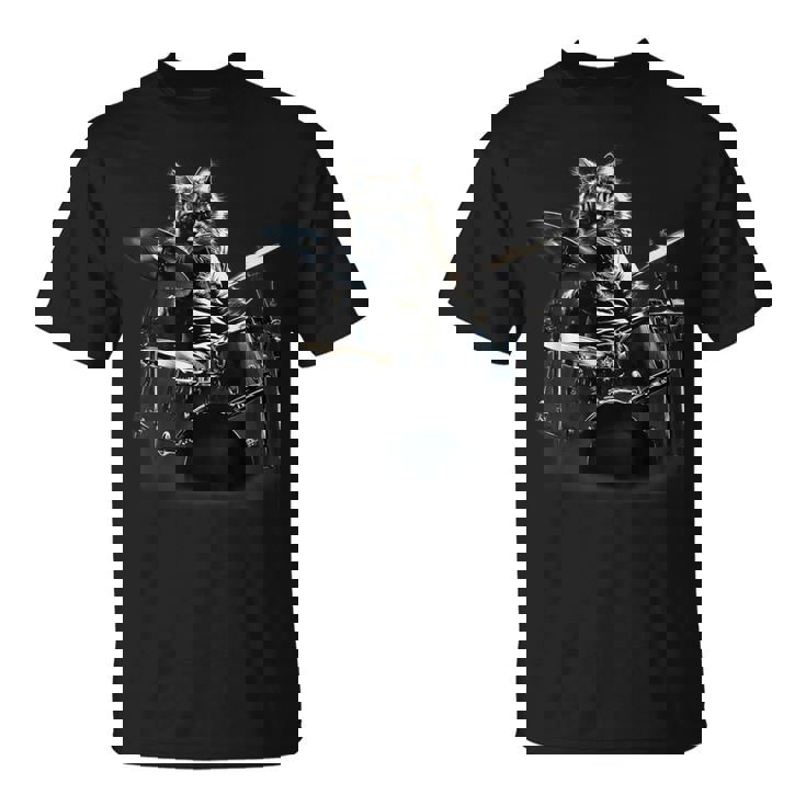 猫がドラムを叩く Tシャツ