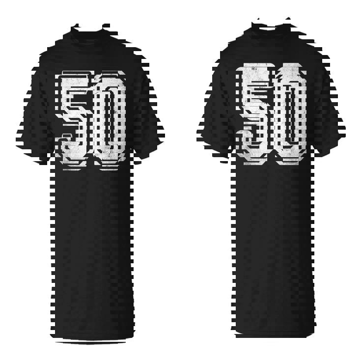 番号 50 ホワイト スポーツ ディストレスト番号 Tシャツ