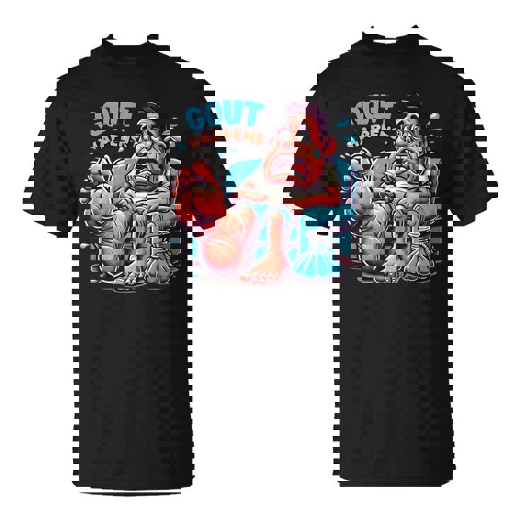 痛風が起こる 面白くて陽気な愚かな痛み むくみ Tシャツ