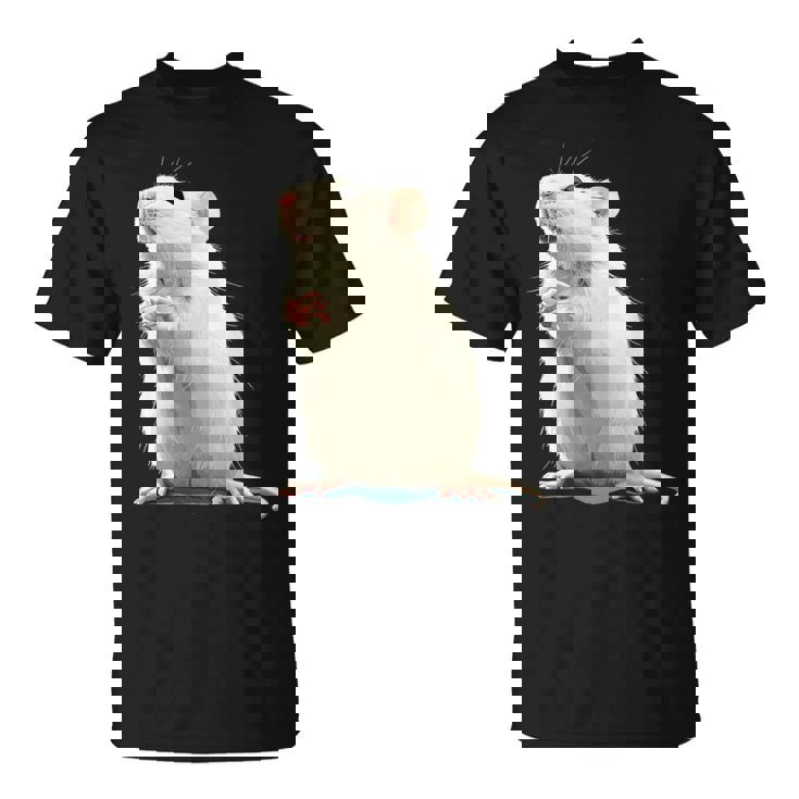 白いネズミが好きな人のための面白い見た目の白いネズミ Tシャツ