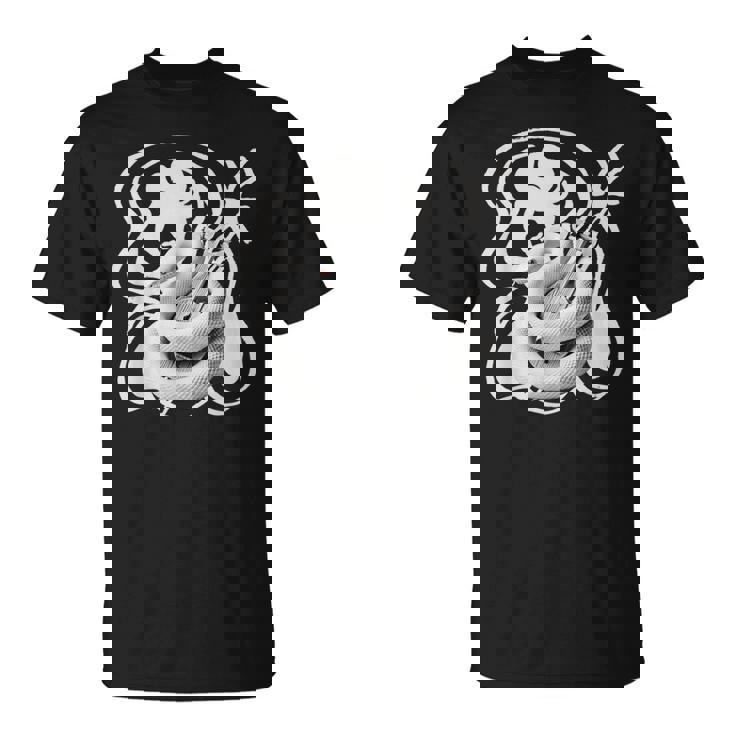 白蛇と弁財天 和風神秘デザイン 蛇と楽器モチーフ Tシャツ