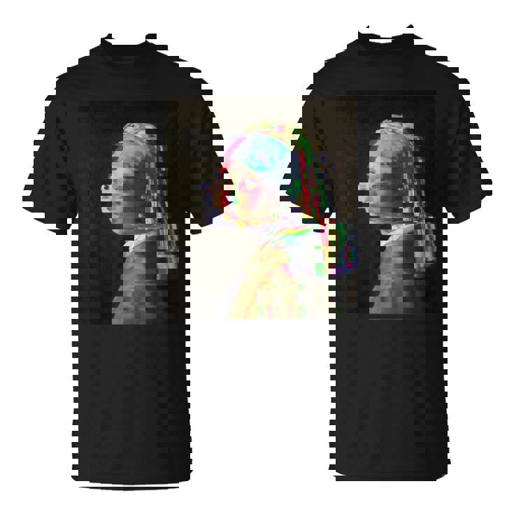 真珠の耳飾りの少女ヨハネスフェルメールグリッチ絵画 Girl With A Pearl Earringermeer Tシャツ